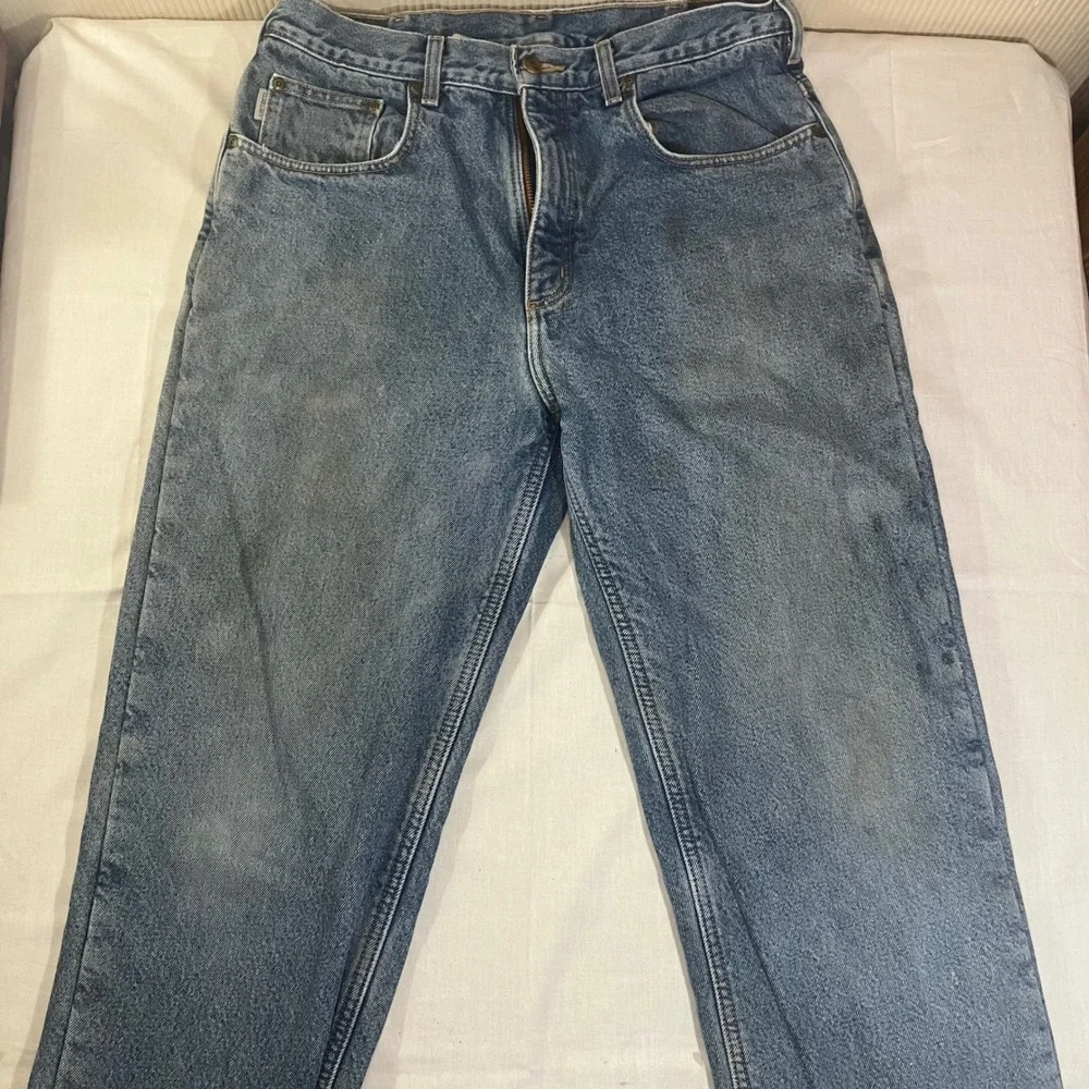 Carhartt B155 DST Fleece Lined Relaxed Fit Straight Leg Jeans Mens 33x34 Blue